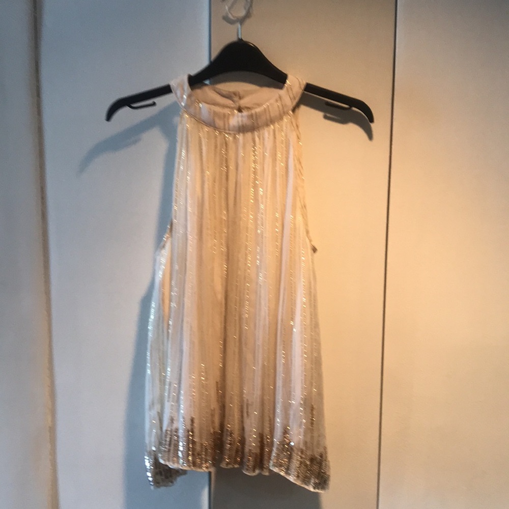 Cream and Gold Halter Top. Ranna Gill size S